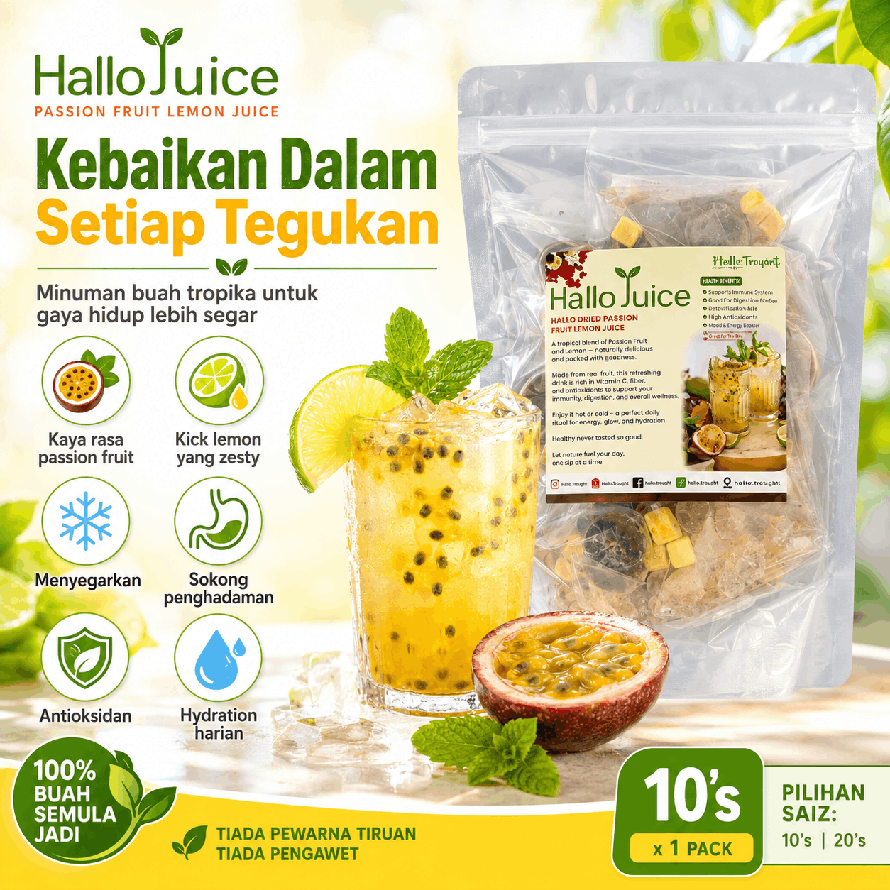 Hallo Dried Passion Fruit Lemon Juice angle 3